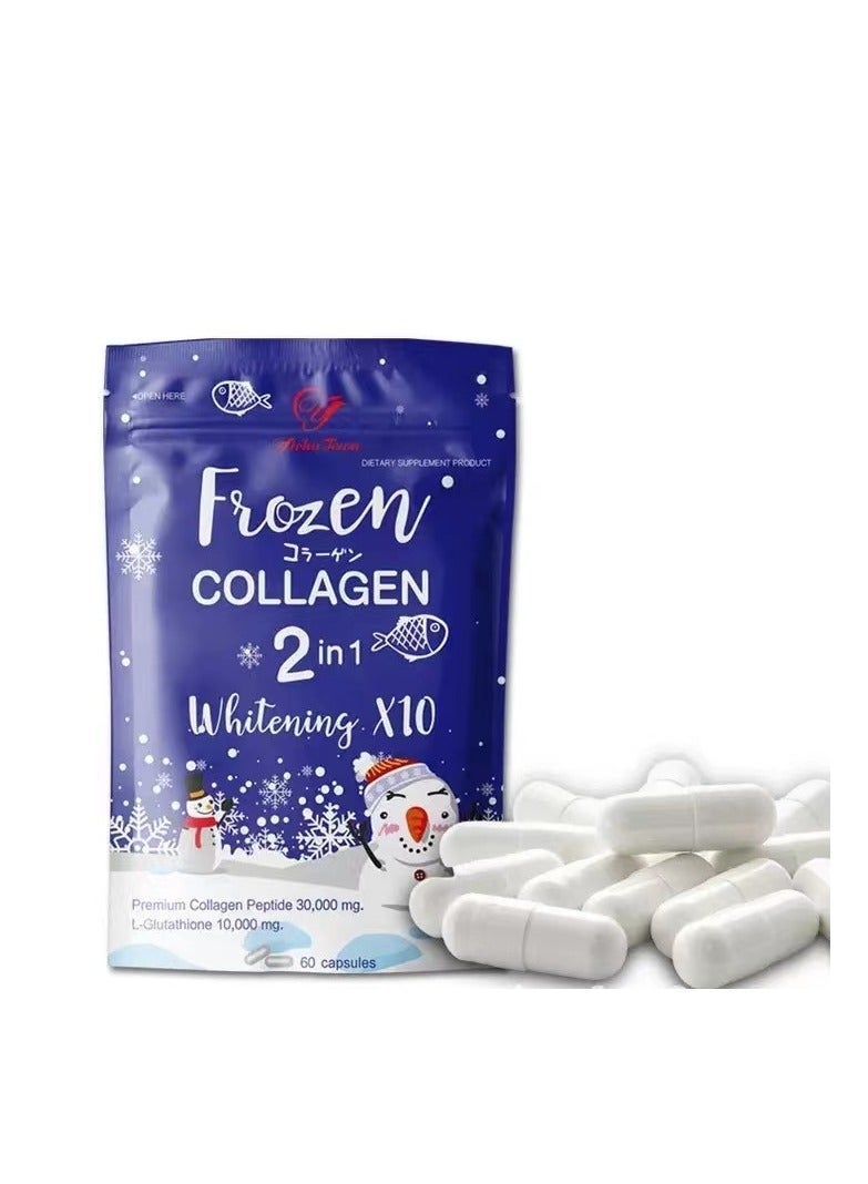 Gluta Frozen Frozen Collagen 2in1whitening 10X Premium Collagen Peptide30000 Mg L-Glutathione 10000 Mg 60 Capsule - Image 1