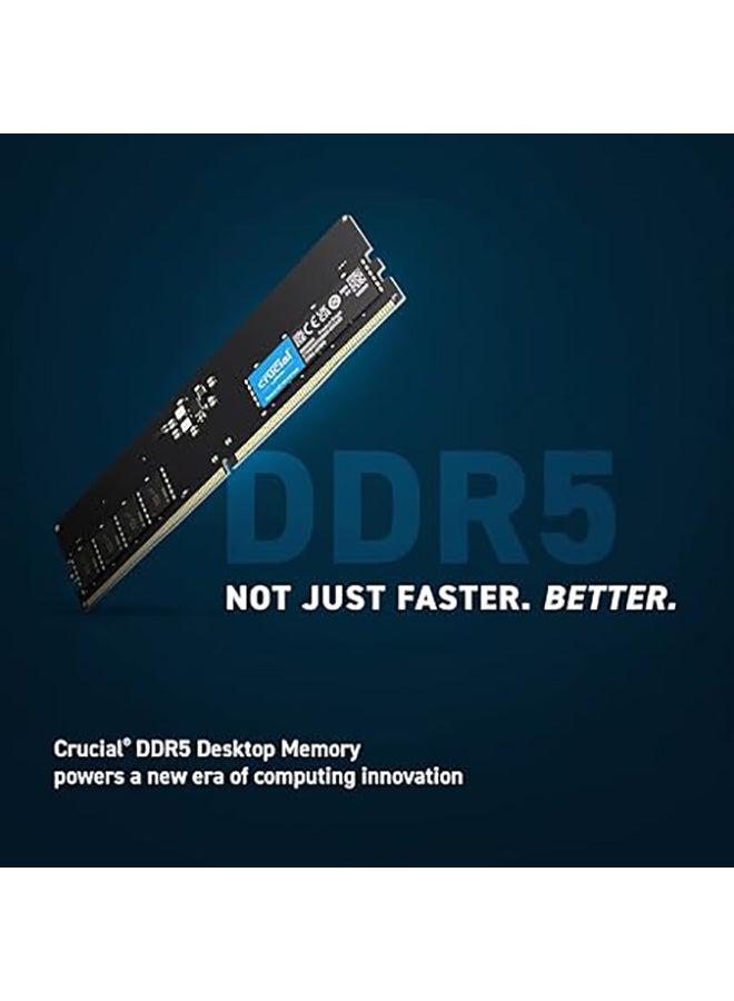 crucial - 16GB UDIMM DDR5-5600 Desktop Memory PC5-44800, CL46, 1.1V, Unbuffered, High-Speed, Energy-Efficient, Optimized for Gaming & Multitasking, Single Module | CT16G56C46U5 Black - Image 1