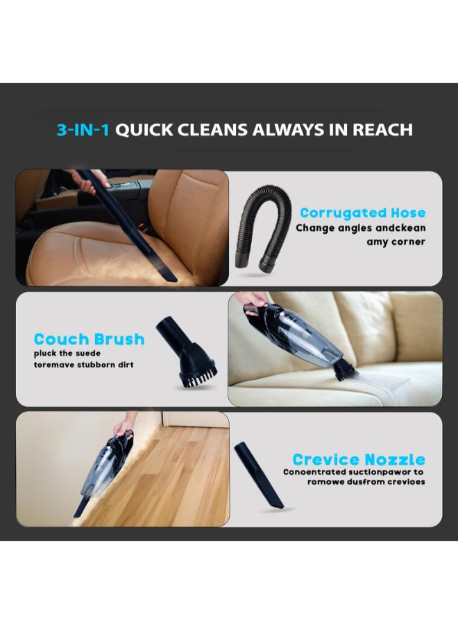SONASHI - Rechargeable Vacuum Cleaner Portable Design With Wet & Dry Functionality, With HEPA Filter And Easy Charging Slots, Continuous Working Of 22 Mins, Perfect Hoover For Home And Car 80 W SRVC-9037 Black - Image 1