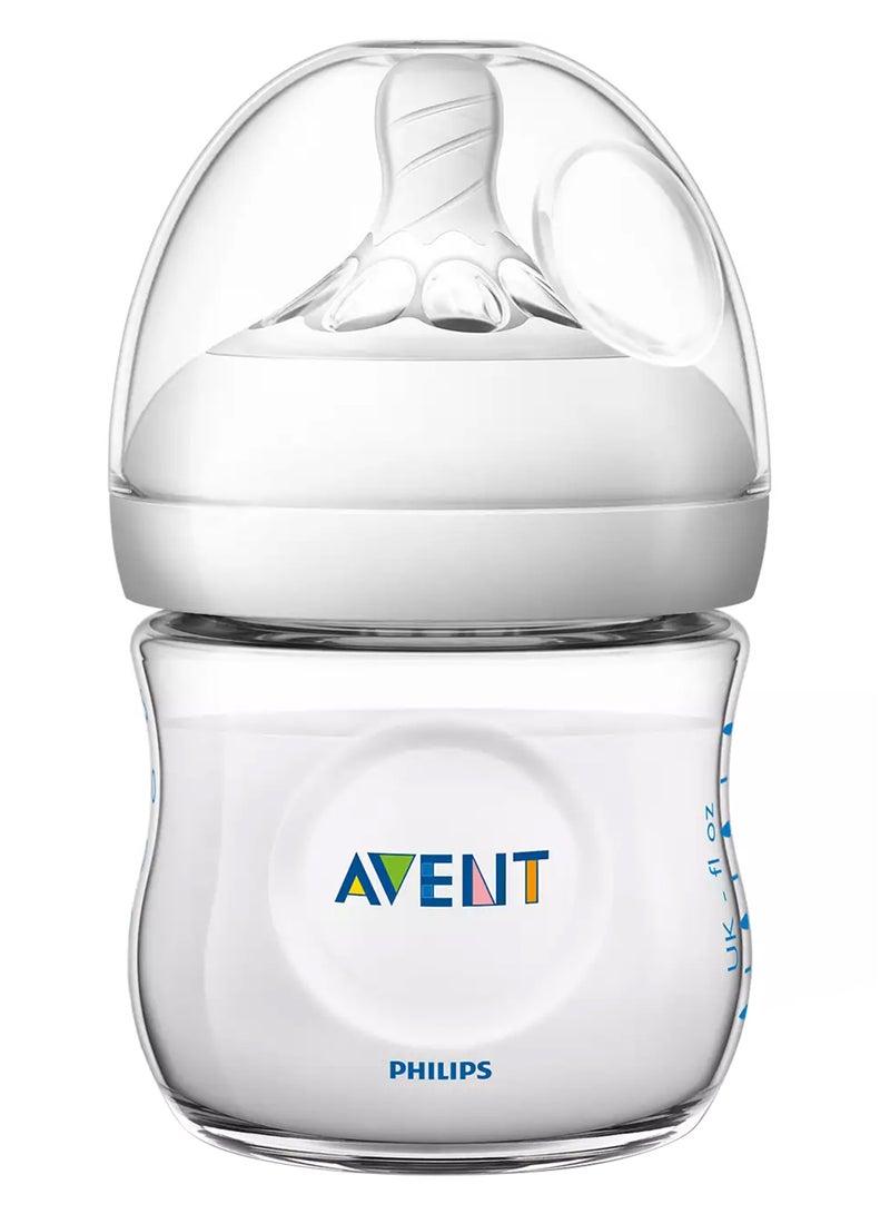 Philips Avent Anti-Colic Ergonomic Shape Natural Feeding Bottle 0M+, Clear - 125 ml - Image 1