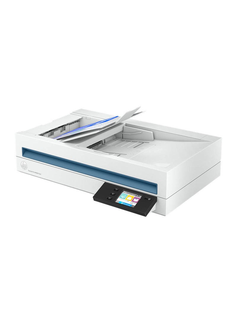 HP - ScanJet Pro N4600 FNW1 Flatbed Scanner, 600 dpi Scan Resolution, 100 Sheets Document Feeder Capacity, 6000 Pages Duty Cycle, Wi-Fi / USB / Ethernet Connectivity, 20G07A White - Image 1