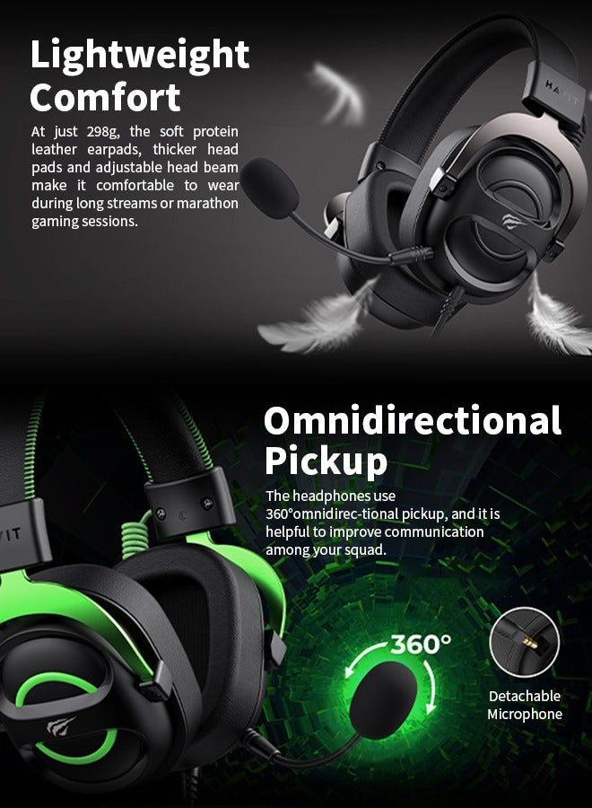 havit - Gaming Headphones, Wired Headset, Soft and Breathable Protein Leather Earmuffs, Noise-Canceling Microphone, 3.5mm Audio Cable Plug and Play - Image 1