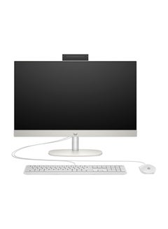 HP 24-CR0127nh AIO 24" Desktop Computer, Intel Core i7-1355U, 8GB RAM, 512GB SSD, Intel Iris X Graphics, Dos, FHD, IPS Display, USB KB & Mouse, 91A36EA English White  - Image 1