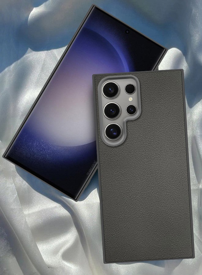 MARGOUN (for Samsung Galaxy S23 Ultra) Case Cover Leather Case with Lens Frame Shockproof Full Body Protective Cover Crimson - Image 1