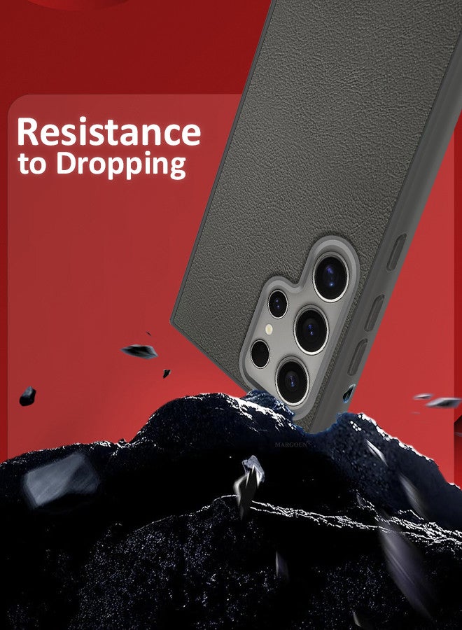 MARGOUN (for Samsung Galaxy S23 Ultra) Case Cover Leather Case with Lens Frame Shockproof Full Body Protective Cover Crimson - Image 3