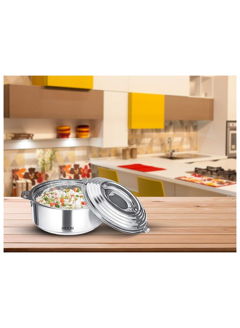 Milton - Milton Galaxia 1500 Insulated Stainless Steel Casserole, 2090 ml | 50 oz| 1.58 qt. Thermal Serving Bowl, Keeps Food Hot & Cold for Long Hours, Elegant Hot Pot Food Warmer Cooler, Silver Silver Large - Image 1