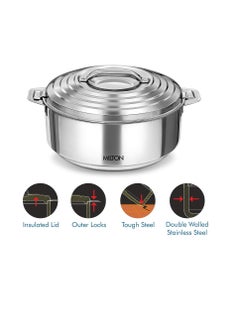 Milton Milton Galaxia 1500 Insulated Stainless Steel Casserole, 2090 ml | 50 oz| 1.58 qt. Thermal Serving Bowl, Keeps Food Hot & Cold for Long Hours, Elegant Hot Pot Food Warmer Cooler, Silver Silver Large  - Image 5