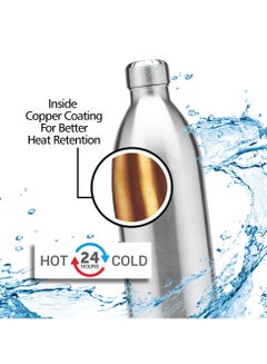 Milton Milton Thermosteel Duo DLX 1500, Double Walled Vacuum Insulated 1500 ml | 51 oz | 1.5 Ltr | 24 Hours Hot and Cold Bottle with Cover, 18/8 Stainless Steel, BPA Free, Food Grade, Leak-Proof | Silver Silver  - Image 3