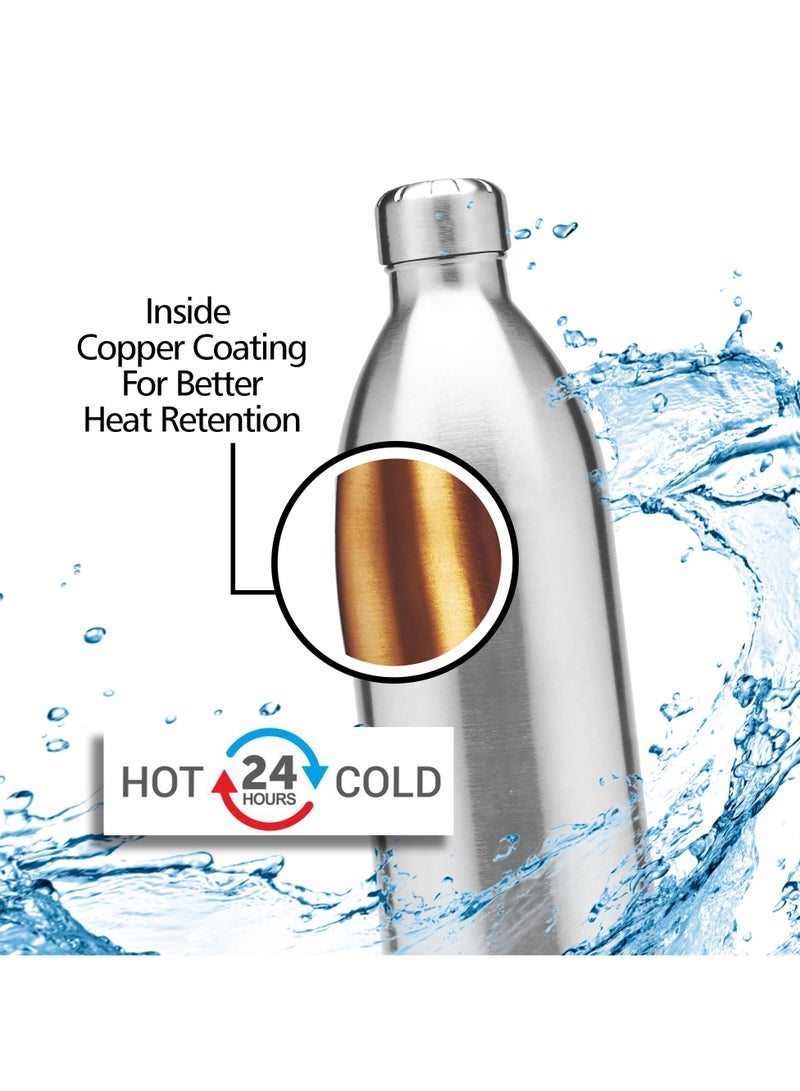 Milton Milton Thermosteel Duo DLX 1500, Double Walled Vacuum Insulated 1500 ml | 51 oz | 1.5 Ltr | 24 Hours Hot and Cold Bottle with Cover, 18/8 Stainless Steel, BPA Free, Food Grade, Leak-Proof | Silver Silver  - Image 3