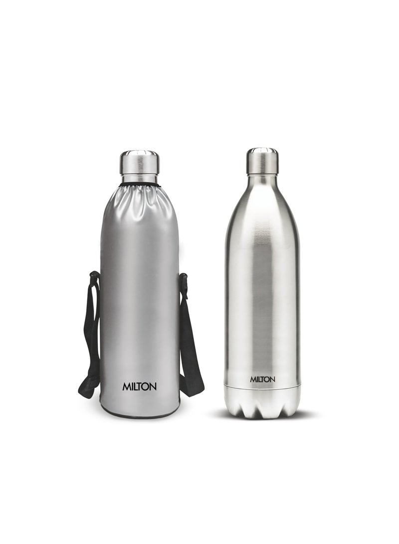 Milton Milton Thermosteel Duo DLX 1500, Double Walled Vacuum Insulated 1500 ml | 51 oz | 1.5 Ltr | 24 Hours Hot and Cold Bottle with Cover, 18/8 Stainless Steel, BPA Free, Food Grade, Leak-Proof | Silver Silver  - Image 1