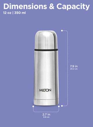 Milton Thermosteel Flip Lid Flask 350, Double Walled Vacuum Insulated Thermos 350 ml | 12 oz | 24 Hours Hot and Cold Water Bottle with Cover, 18/8 Stainless Steel, BPA Free, Leak-Proof | Silver Silver - view 5