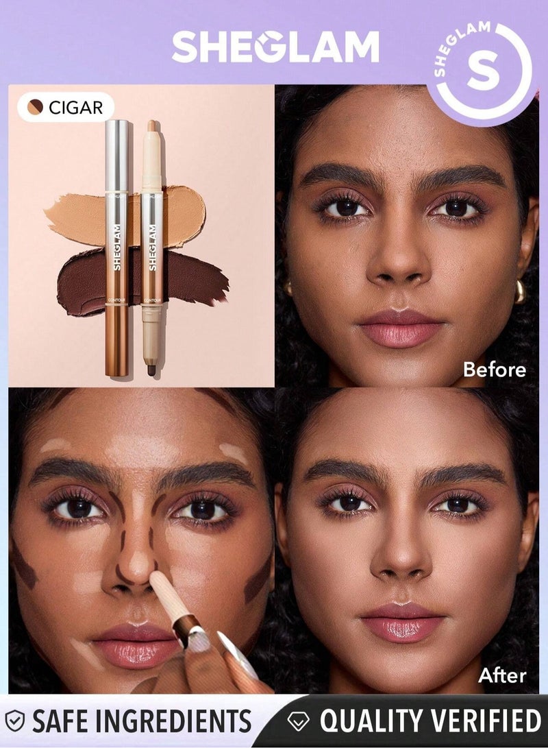 SHEGLAM Fine Line 2-In-1 Nose Contour & Highlight Pen - Cigar Cigar - Image 1