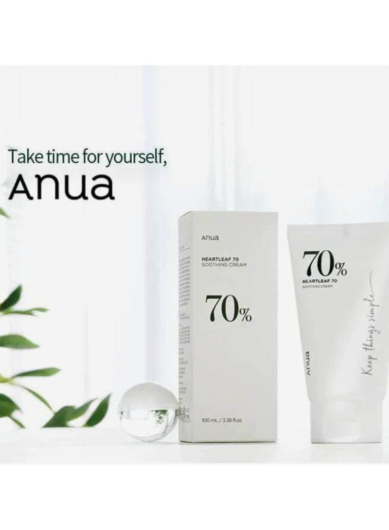 Anua - Heartleaf 70% Soothing Cream and Face Massager - Dermatologist-Tested Moisturizer with Natural Heartleaf Extract - Lightweight and Calming Formula for All Skin types - Intense Hydration 100ml - Image 1