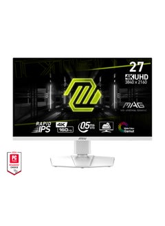 MSI 27-Inch MAG 4K UHD 160Hz Rapid IPS Gaming Monitor, 0.5ms (GtG) Response Time, VESA DisplayHDR, AMD FreeSync Premium, 1.07B 10 bits Display Colors, Type C / HDMI / DP | 274URFW White  - Image 1