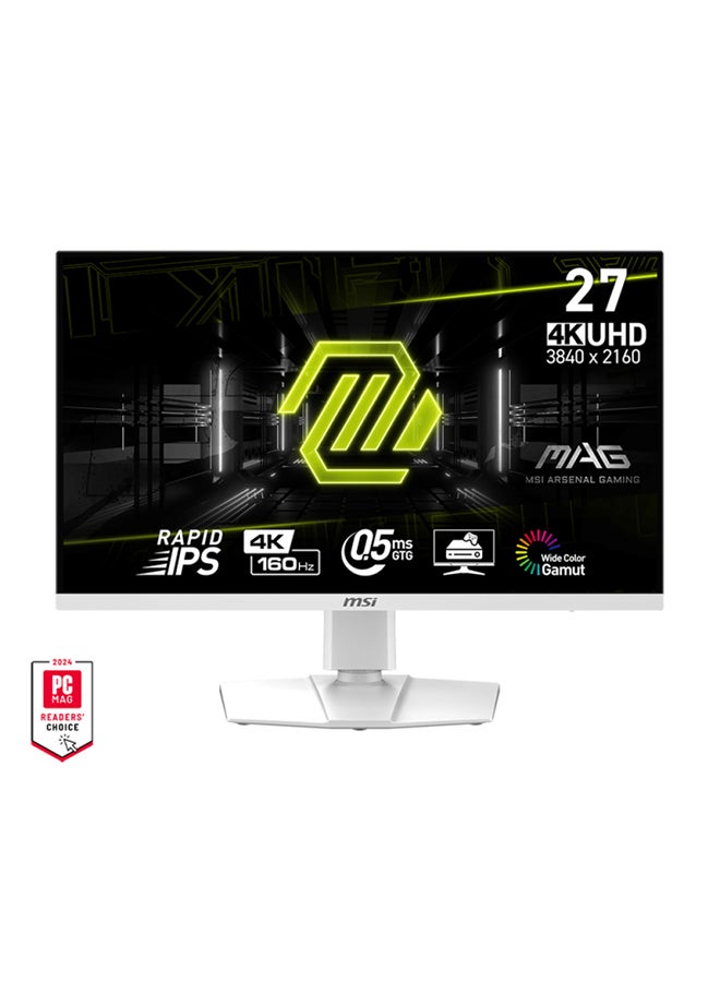 MSI - 27-Inch MAG 4K UHD 160Hz Rapid IPS Gaming Monitor, 0.5ms (GtG) Response Time, VESA DisplayHDR, AMD FreeSync Premium, 1.07B 10 bits Display Colors, Type C / HDMI / DP | 274URFW White - Image 1