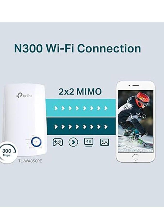 TP-LINK - Universal Wireless 300MbpsTL-WA850RE Wi-Fi Range Expand Extender Booster Frequency Signal Indicator Designed To Conveniently Home & Business White - Image 1