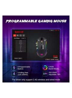 REDRAGON M914 NIX RGB Tri-Mode 2.4G/USB-C/Bluetooth Rechargeable Gaming Mouse – 10,000 DPI  - Image 4