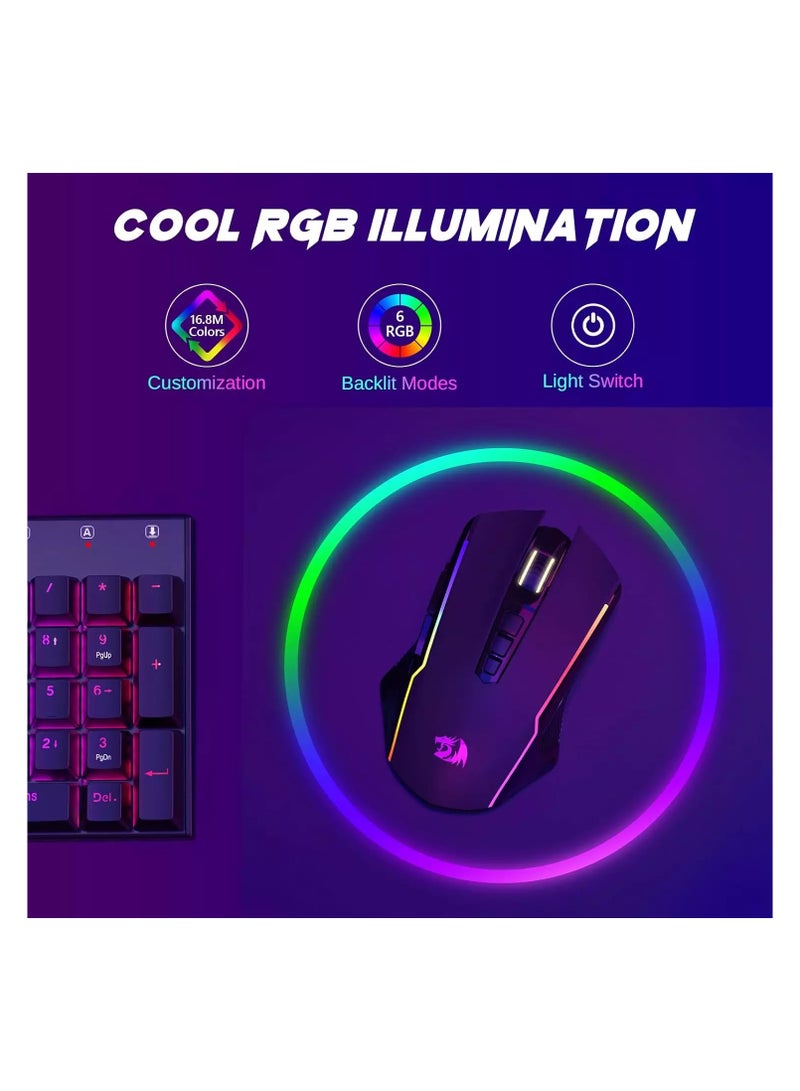 REDRAGON - M914 NIX RGB Tri-Mode 2.4G/USB-C/Bluetooth Rechargeable Gaming Mouse – 10,000 DPI - Image 1