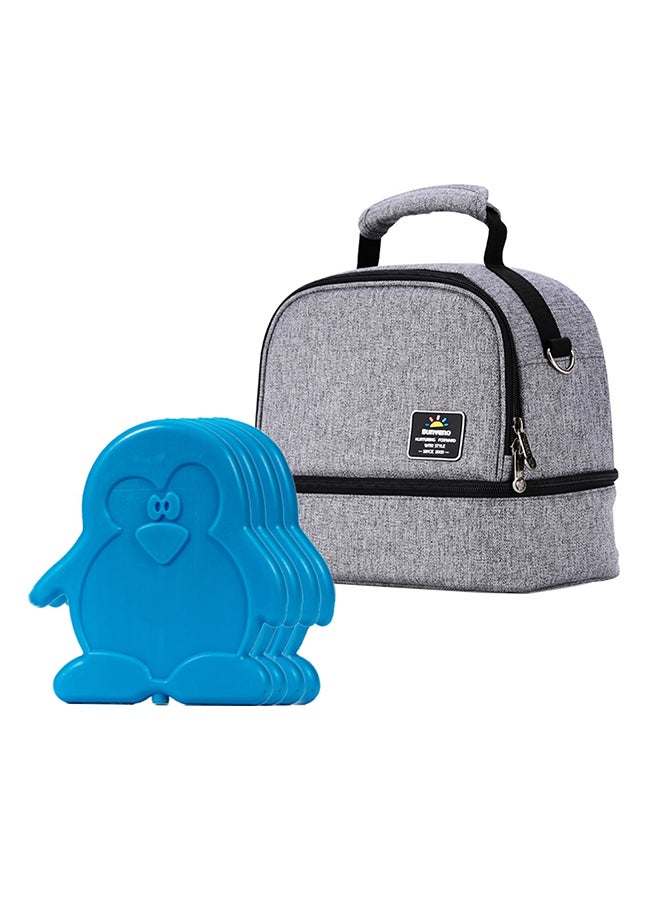 صنفينو حقيبة طعام/زجاجة معزولة مع مجموعة من 4 قطع من أكياس الثلج على شكل بطريق - رمادي - Image 1