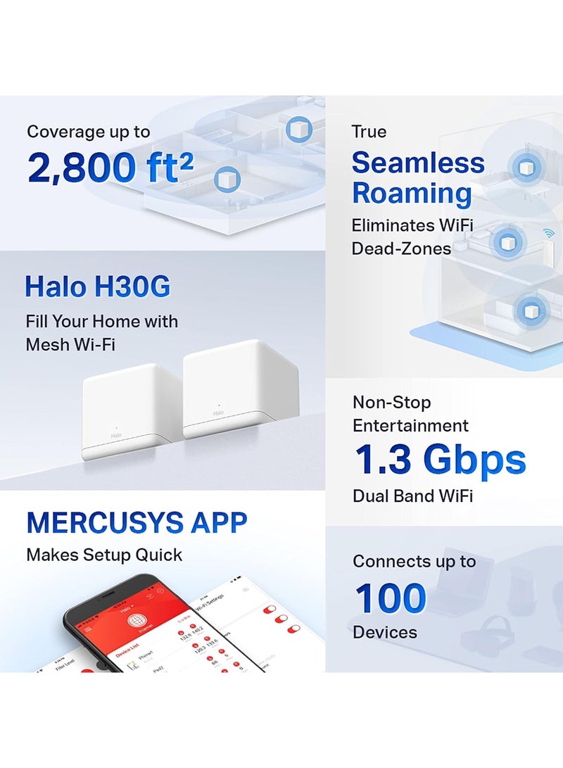 MERCUSYS Halo H30G AC1300 Whole Home Mesh Wi-Fi System WHITE - Image 4