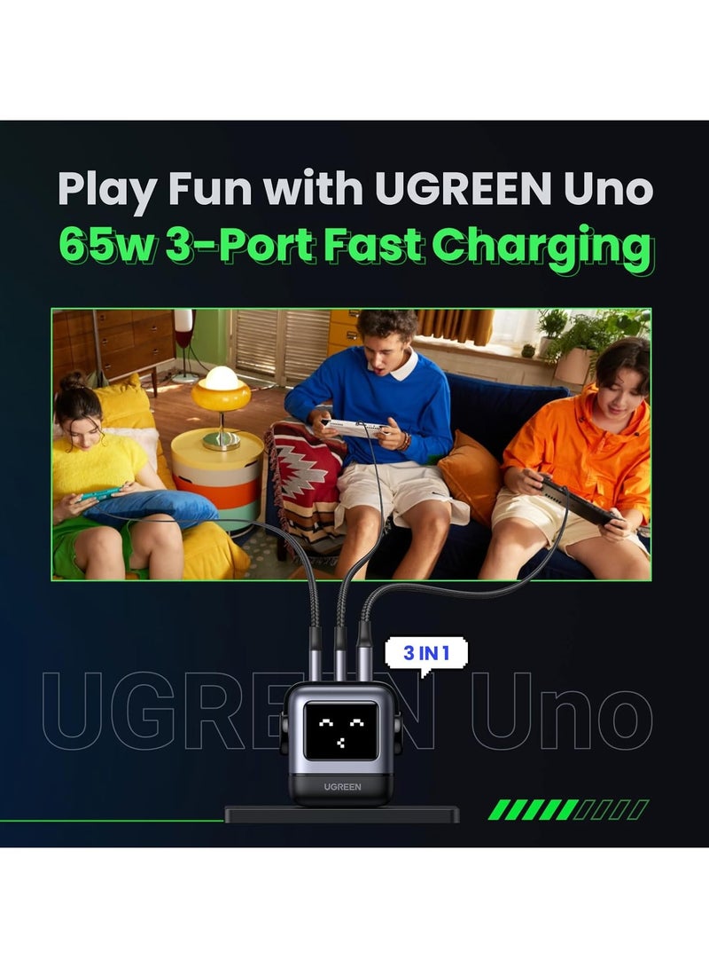 يو جرين - UGREEN Nexode RG 65W 3-Port GaN Fast Charger EU Gray BLACK - Image 1