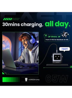 Ugreen UGREEN Nexode RG 65W 3-Port GaN Fast Charger EU Gray BLACK  - Image 3