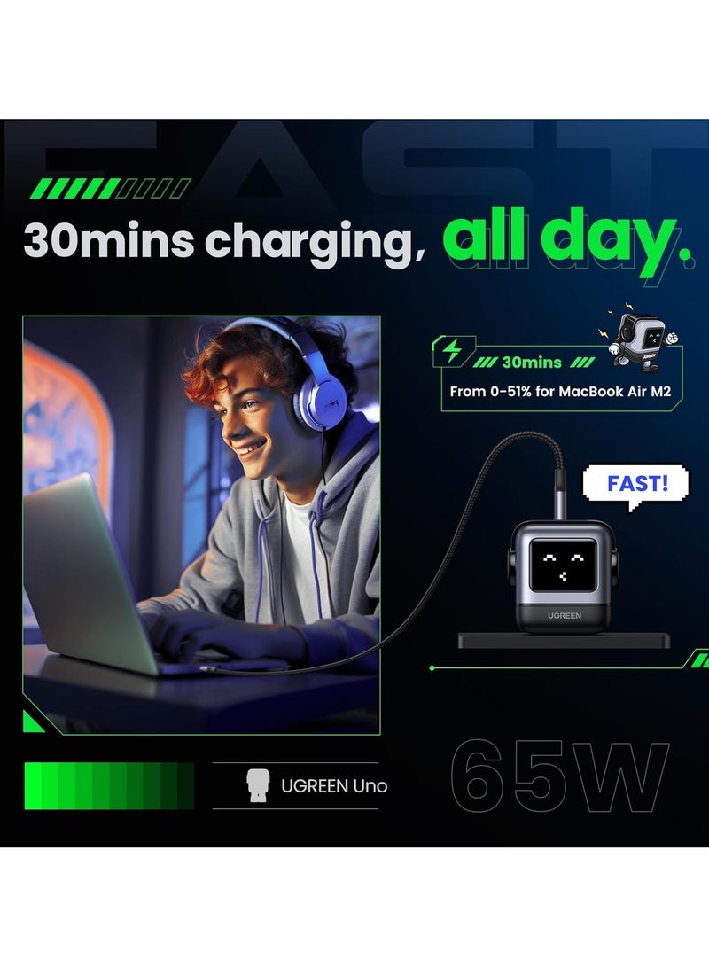 يو جرين - UGREEN Nexode RG 65W 3-Port GaN Fast Charger EU Gray BLACK - Image 1