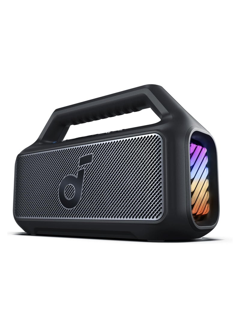 Soundcore Anker Boom 2 Bluetooth Speaker, Outdoor Speaker With 80W, Subwoofer, BassUp 2.0, 24H Playtime, IPX7 Waterproof, Floatable, RGB Lights, Custom EQ, USB-C, Portable For Camping, Beach, Garden Black - Image 1