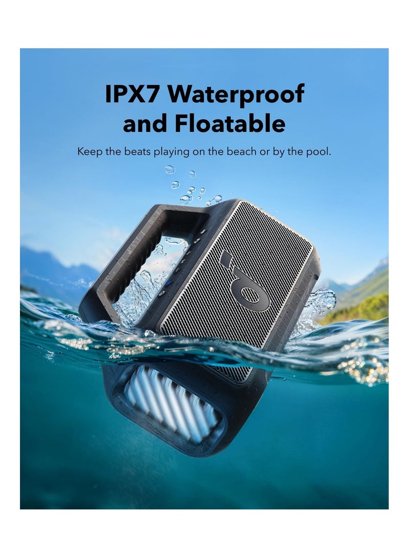 Soundcore Anker Boom 2 Bluetooth Speaker, Outdoor Speaker With 80W, Subwoofer, BassUp 2.0, 24H Playtime, IPX7 Waterproof, Floatable, RGB Lights, Custom EQ, USB-C, Portable For Camping, Beach, Garden Black - Image 5
