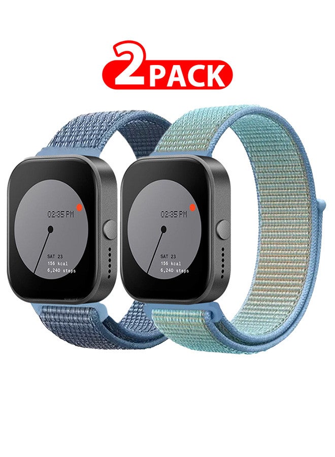 MARGOUN (Nothing Watch Pro 22mm) 2 Pack Nylon Strap,Quick Release Bands for Women Men Sport Wristband Strap Blue/Dark Blue - Image 1