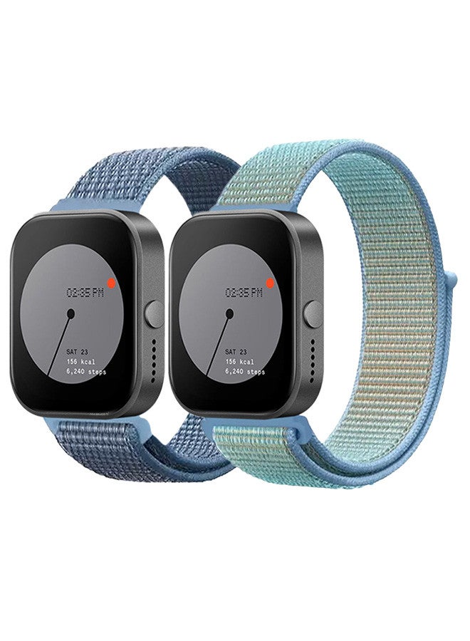 MARGOUN (Nothing Watch Pro 22mm) 2 Pack Nylon Strap,Quick Release Bands for Women Men Sport Wristband Strap Blue/Dark Blue - Image 2