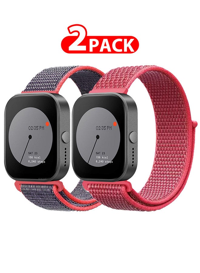 MARGOUN (Nothing Watch Pro 22mm) 2 Pack Nylon Strap,Quick Release Bands for Women Men Sport Wristband Strap Purple/Pink - Image 1