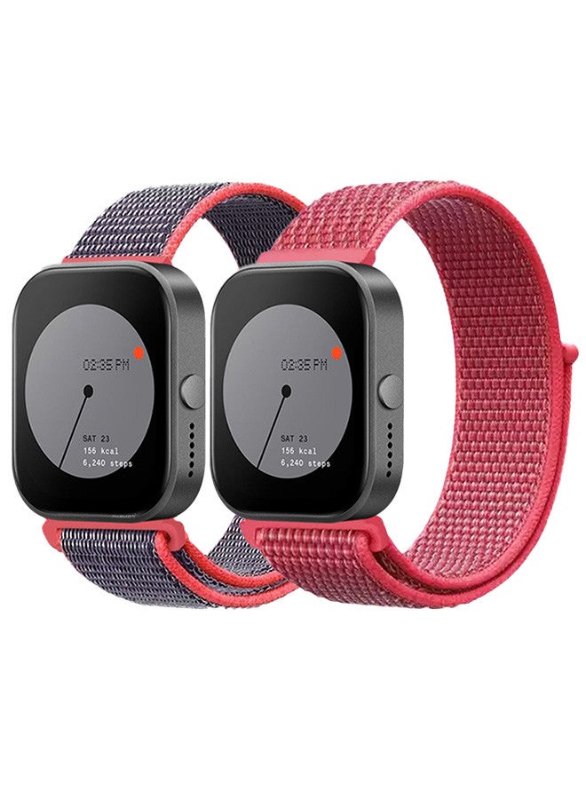 MARGOUN (Nothing Watch Pro 22mm) 2 Pack Nylon Strap,Quick Release Bands for Women Men Sport Wristband Strap Purple/Pink - Image 2