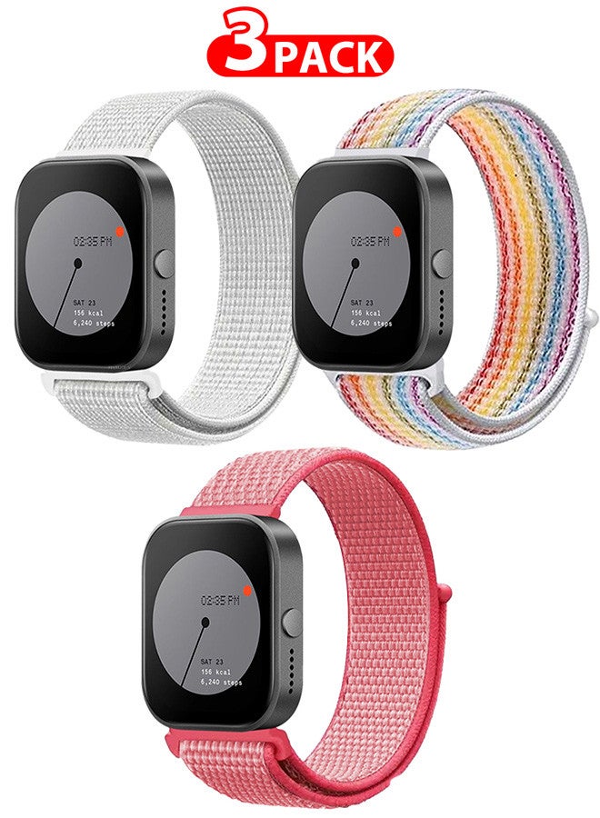 MARGOUN (Nothing Watch Pro 22mm) 3 Pack Nylon Strap,Quick Release Bands for Women Men Sport Wristband Strap Multicolour/Pink/Milky - Image 1