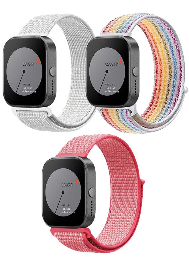 MARGOUN (Nothing Watch Pro 22mm) 3 Pack Nylon Strap,Quick Release Bands for Women Men Sport Wristband Strap Multicolour/Pink/Milky - Image 2