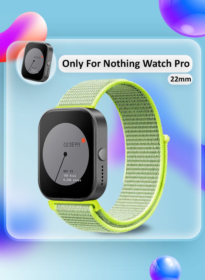 (Nothing Watch Pro 22mm) Nylon Strap,Quick Release Bands for Women Men Sport Wristband Strap Light Green
