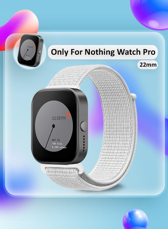 MARGOUN (Nothing Watch Pro 22mm) Nylon Strap,Quick Release Bands for Women Men Sport Wristband Strap Dusty White - Image 3