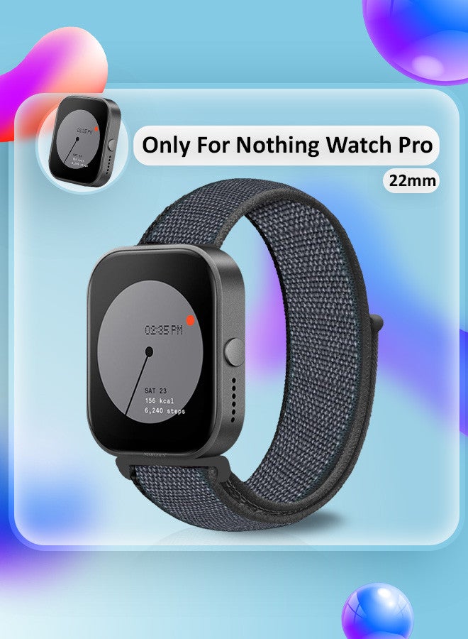 MARGOUN - (Nothing Watch Pro 22mm) Nylon Strap,Quick Release Bands for Women Men Sport Wristband Strap Dark Blue/Black - Image 1