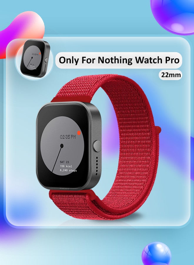 MARGOUN - (Nothing Watch Pro 22mm) Nylon Strap,Quick Release Bands for Women Men Sport Wristband Strap Hot Red - Image 1