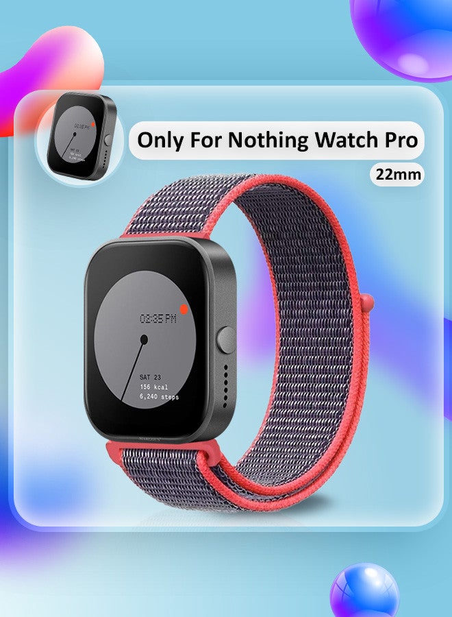 MARGOUN (Nothing Watch Pro 22mm) Nylon Strap,Quick Release Bands for Women Men Sport Wristband Strap Dark Purple/Orange - Image 2