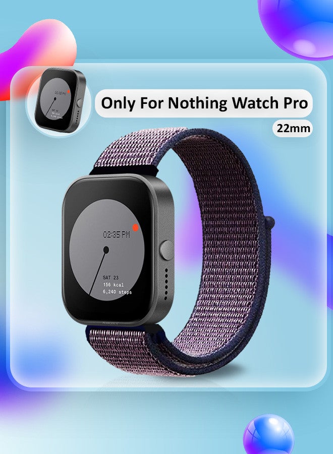 MARGOUN (Nothing Watch Pro 22mm) Nylon Strap,Quick Release Bands for Women Men Sport Wristband Strap Dark Purple/Dark Blue - Image 2