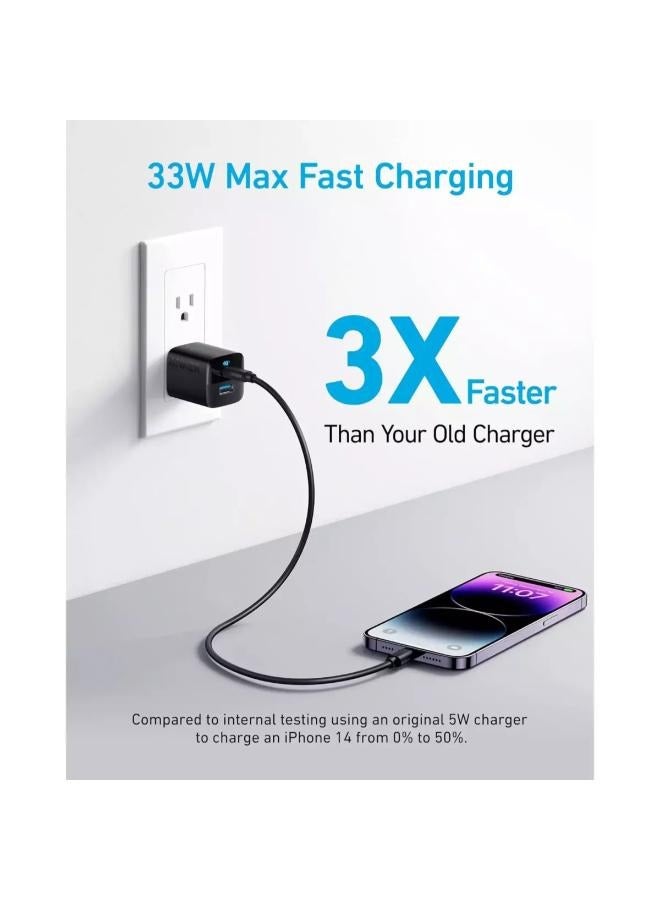 323 Charger 33W, 2 Port USB C, USB A Compact Charger with Foldable Plug Black - pnsku/N70096260V/45/_/1722314018/9afdc61e-5e95-4986-b56f-0baa26bdaea3