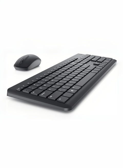 KM3322W Wireless Keyboard and Mouse, Anti-Fade & Spill-Resistant Keys, 1000 DPI Mouse, English, Arabic Black