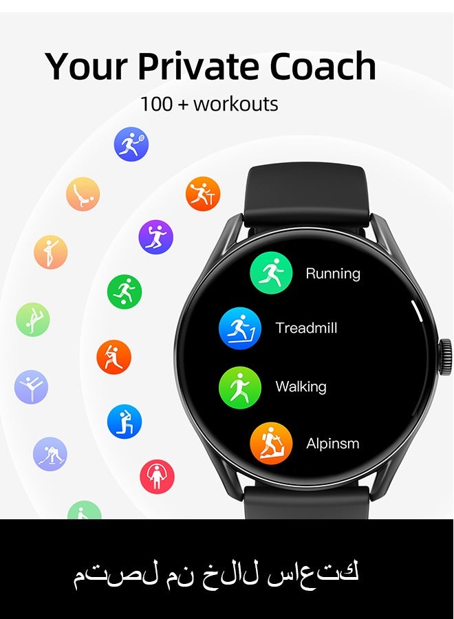 QCY - GT Smart Watch With Bluetooth Calls 1.43-inch 60Hz AMOLED HD Display IPX8 Waterproof Health/SpO2/Sleep/Menstruation monitoring 100+Workouts Long Battery Life Frost Gray - Image 1