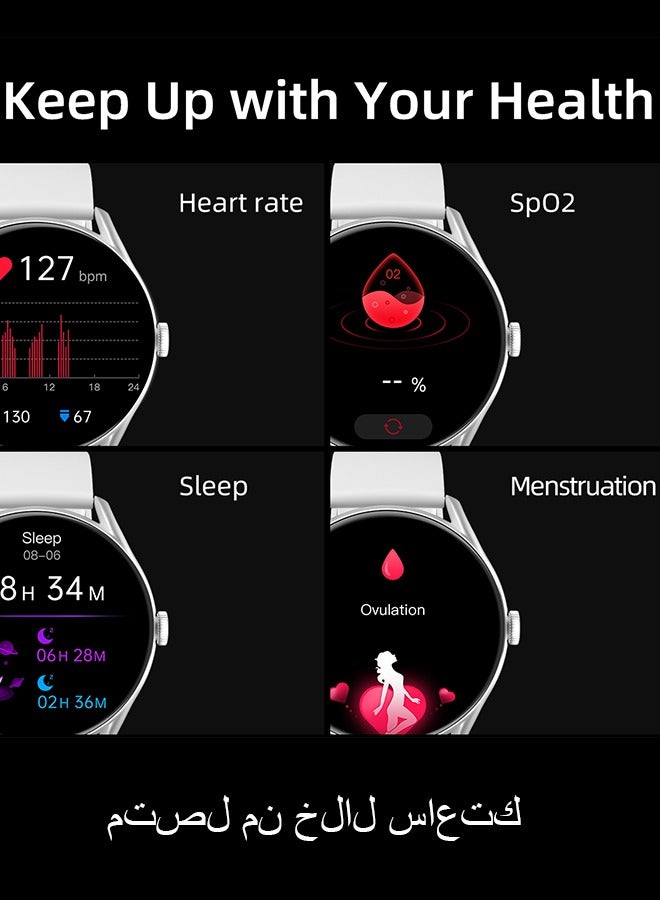 QCY - GT Smart Watch With Bluetooth Calls 1.43-inch 60Hz AMOLED HD Display IPX8 Waterproof Health/SpO2/Sleep/Menstruation monitoring 100+Workouts Long Battery Life Frost Gray - Image 1