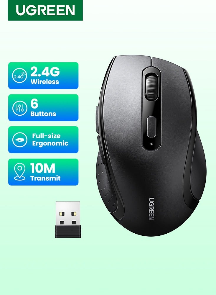 Wireless Mouse, Upgrade 2.4G Ergonomic Optical Mouse, 1600 DPI, 3 DPI Adjustable, 5 Buttons, USB Computer Mouse for Laptop, PC, Chromebook, Notebook, 15M Wireless Connection Mouse Black 