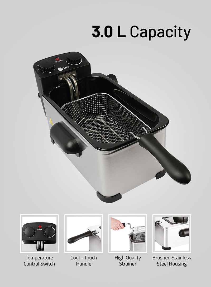 AFRA - Deep Fryer 3L Stainless Steel Housing|Easy Clean Enamel Inner Pot|Temperature Control|Auto Shut-Off With Viewing Window | 2 Years Warranty 3 L 2000 W AF-2000DFSS Black - Image 1