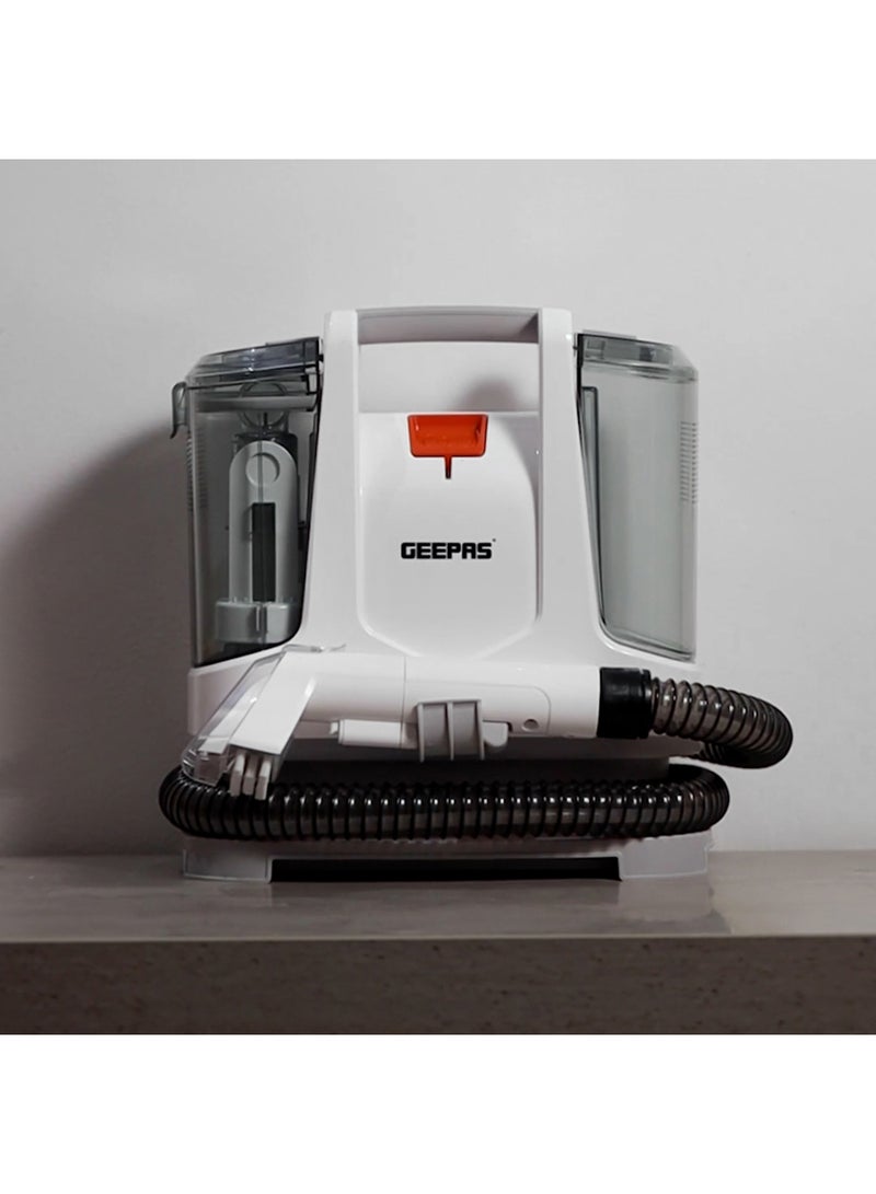 GEEPAS - Portable Spot Cleaner-Dual Tank Design, 1.1 L and 0.5L Clean and Dirty Water Tanks/ 2 Cleaning Head Attachments, Lightweight and Compact Design, Perfect for Clean Carpets, Rugs, Upholstery etc 1.1 L 400 W GSC19051 White - Image 1