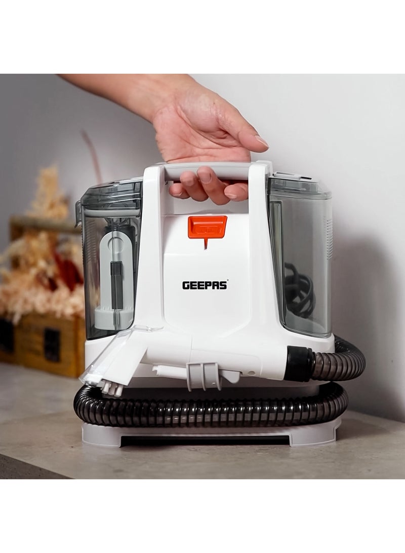 GEEPAS - Portable Spot Cleaner-Dual Tank Design, 1.1 L and 0.5L Clean and Dirty Water Tanks/ 2 Cleaning Head Attachments, Lightweight and Compact Design, Perfect for Clean Carpets, Rugs, Upholstery etc 1.1 L 400 W GSC19051 White - Image 1