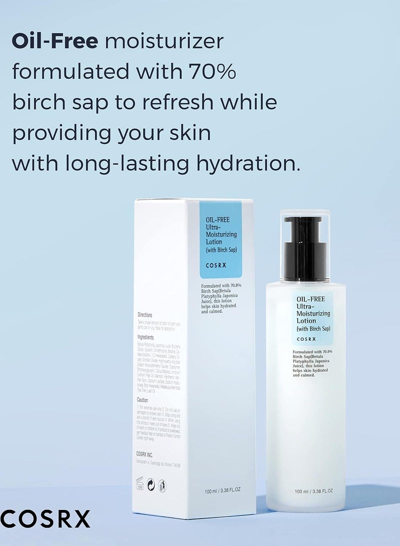 أمبولة مرطبة ثلاثية حمض الهيالورونيك (40 مل) + تونر مائي هيدريوم من COSRX + لوشن مرطب فائق الخالي من الزيوت من COSRX (مع عصارة البتولا) (100 مل) - Image 2